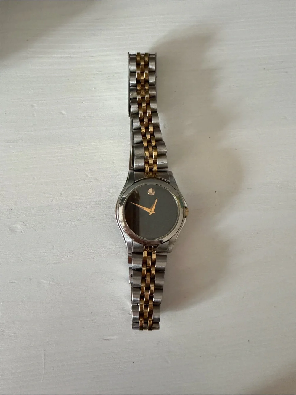 Two-Tone Stainless Steel Watch with Black Dial